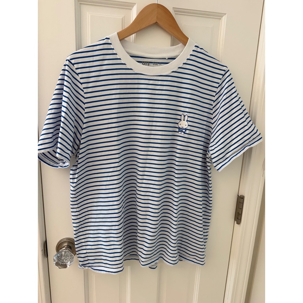 Uniqlo Miffy Blue Bunny 70 Years Striped T-Shirt XL Casual Kawaii